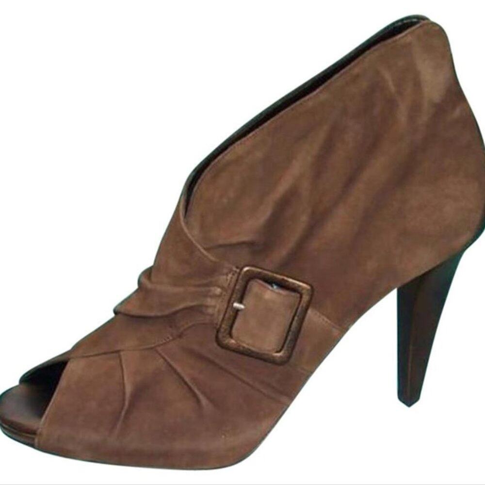 Donald Pliner Suede Leather Boot Shoe Pump New Open-Toe Platform Bootie $445 NWT
